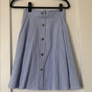 Seersucker Skater Button Down Skirt